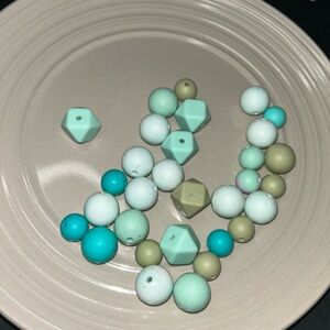 30 Assorted Beads in Blue and Green Tones